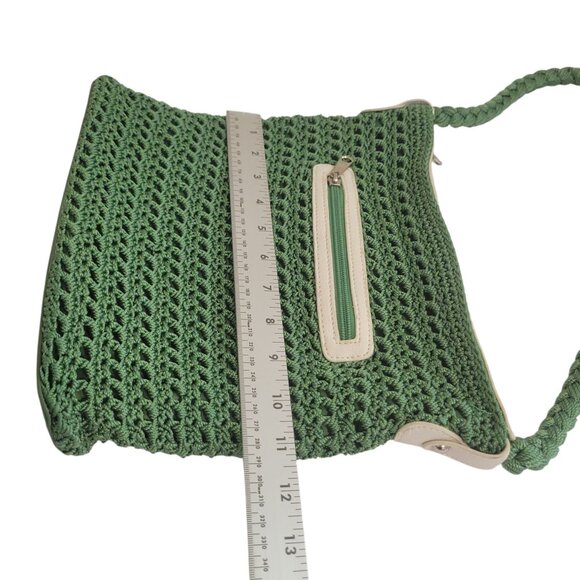 Luxy Green Crochet Shoulder Bag With Zipper Accents - Handmade Boho Style - Picture 11 of 12